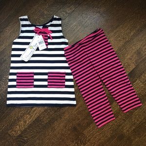 NWT Florence Eiseman Striped Tubic Tank with Matching Capri Leggings Size 5
